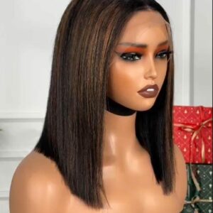 💗"PERRUQUE BRÉSILIENNE COUPE DROITE BOB 4X4 14 POUCES".💗