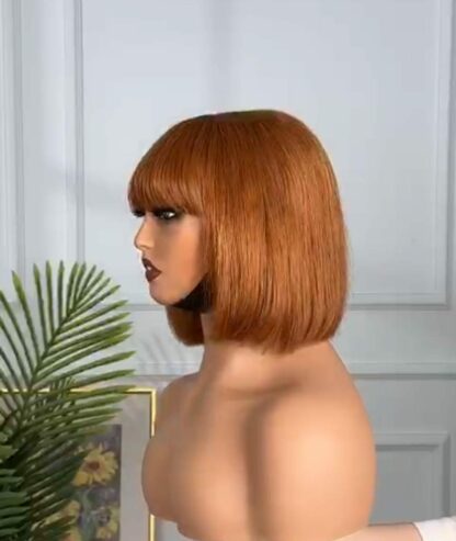 Perruque Bob Cheveux Humains Gingembre Orange – Image 3