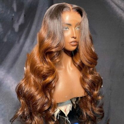 Perruque de cheveux ondulés brun ombré – Image 3