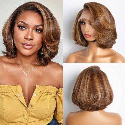 VALENTINE SALE 💓 PERRUQUE BOB Blond Toffee Brown Mix – Image 4