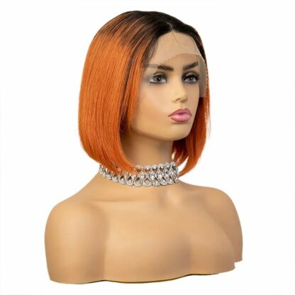 Perruque Bob de couleur orange ombrée – Image 3