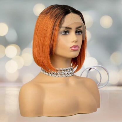 Perruque Bob de couleur orange ombrée