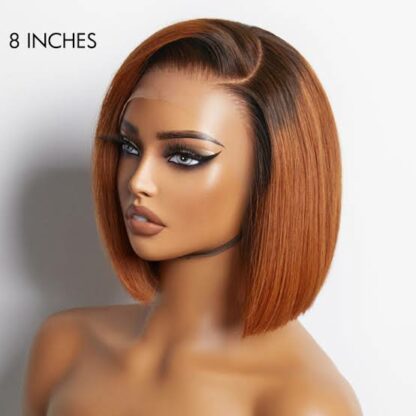 Perruque soyeuse coupe émoussée Glams Ginger ombré