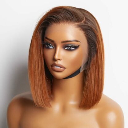 Perruque soyeuse coupe émoussée Glams Ginger ombré – Image 7