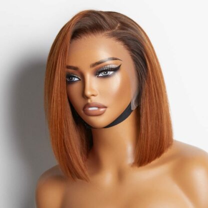 Perruque soyeuse coupe émoussée Glams Ginger ombré – Image 8