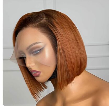 Perruque soyeuse coupe émoussée Glams Ginger ombré – Image 3